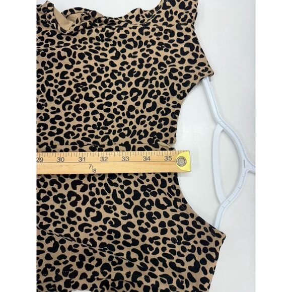 Old Navy Womens Dress Size Large Brown Animal Print Cap Ruffle Sleeve NWT - Picture 9 of 10